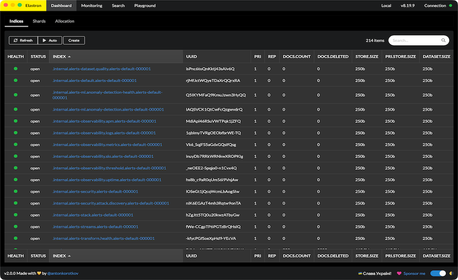 Elastron dashboard